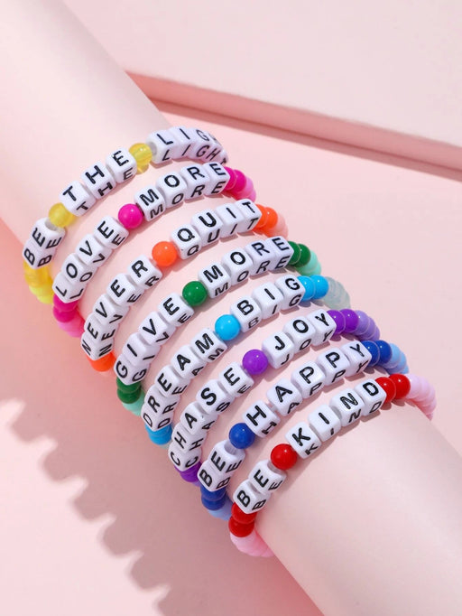 SHEIN 8 piezas Pulsera con cuenta con diseño de letra - Quierox - Tienda Online