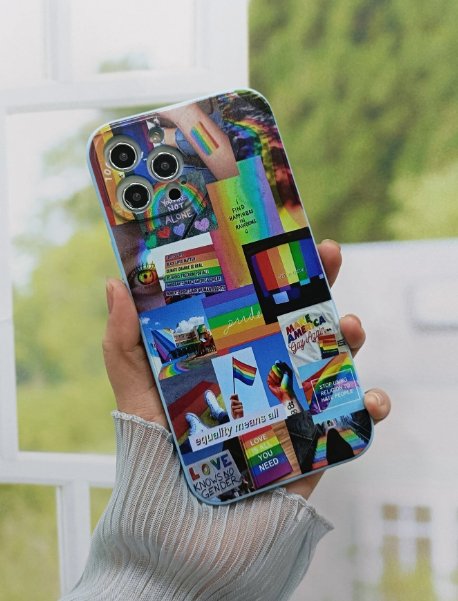 SHEIN COVER con gráficos de arco iris y letras para el iPhone 12 PRO MAX - Quierox - Tienda Online