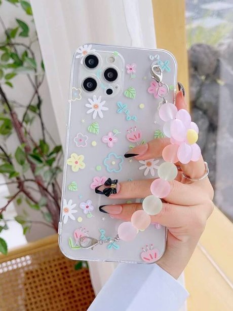 Shein Floral Phone Case transparente, para iPhone XS Max - Quierox - Tienda Online