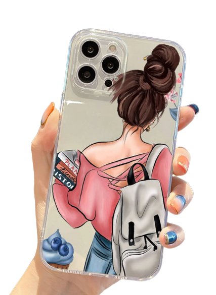 SHEIN Funda de celular transparente con estampado de niña - Quierox - Tienda Online