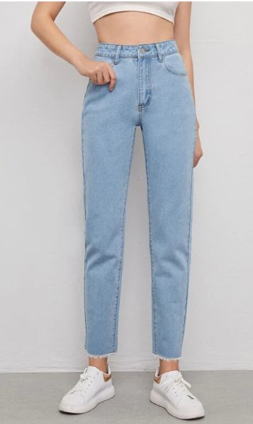 SHEIN Jeans bajo crudo de cintura alta - Quierox - Tienda Online