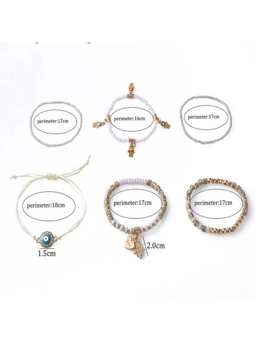 SHEIN Juego De Pulsera Con Cuentas Azules De 6 Piezas - Quierox - Tienda Online