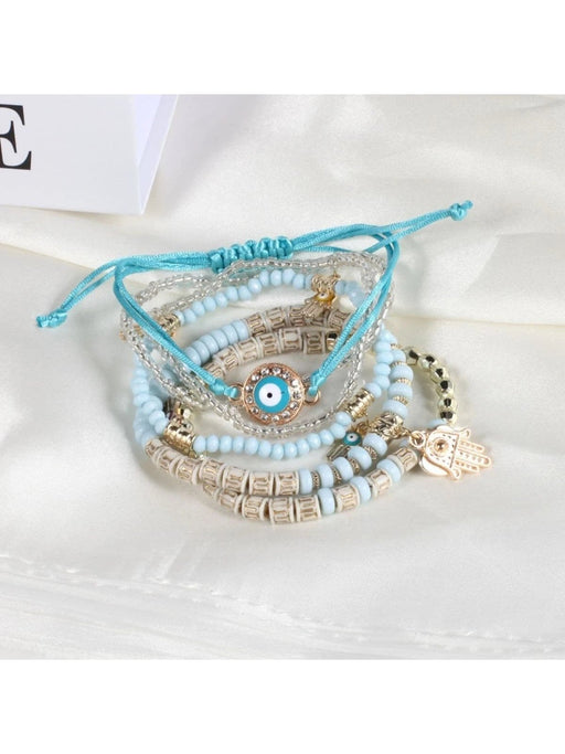 SHEIN Juego De Pulsera Con Cuentas Azules De 6 Piezas - Quierox - Tienda Online