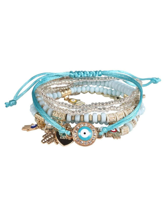 SHEIN Juego De Pulsera Con Cuentas Azules De 6 Piezas - Quierox - Tienda Online