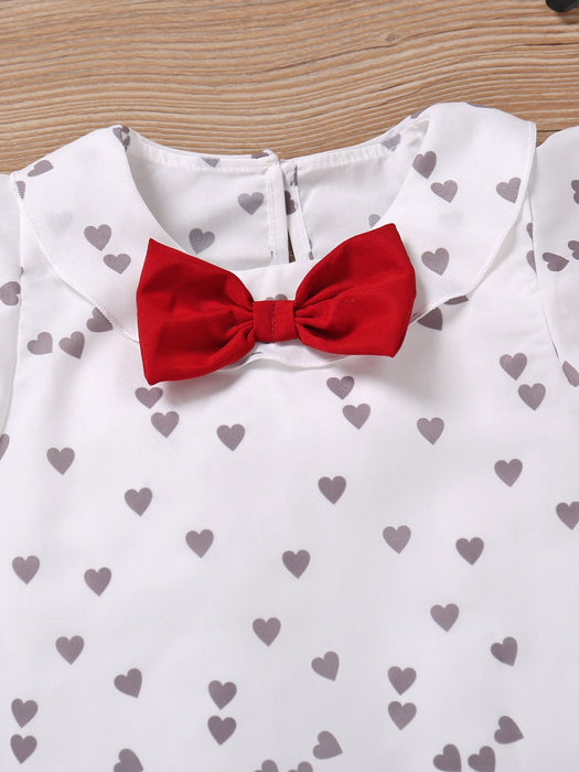 SHEIN Kids SUNSHNE Niñitas Top con estampado de corazón con lazo delantero - Quierox - Tienda Online