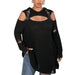 SHEIN LUNE Jersey con capucha de hombros descubiertos con abertura - Quierox - Tienda Online