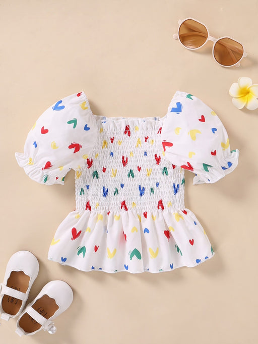 SHEIN Niñas Blusa peplum con estampado de corazón - Quierox - Tienda Online