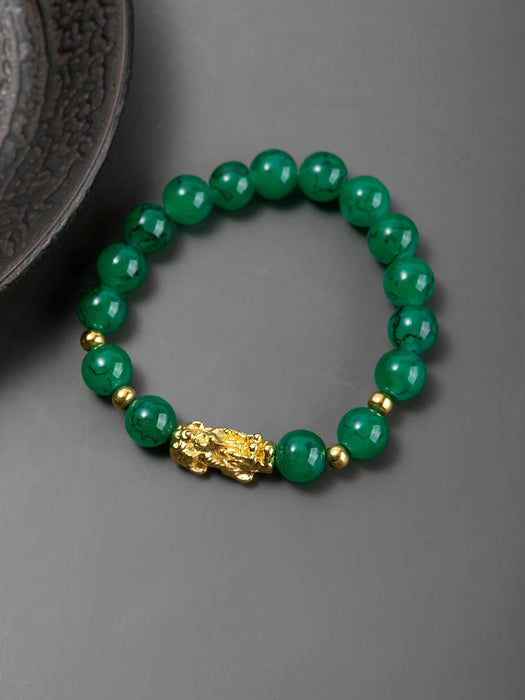 SHEIN PAQ. 2 pulsera con cuentas de cristal verde Pixiu - Quierox - Tienda Online