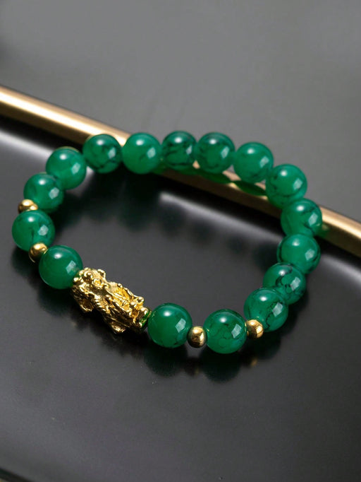 SHEIN PAQ. 2 pulsera con cuentas de cristal verde Pixiu - Quierox - Tienda Online