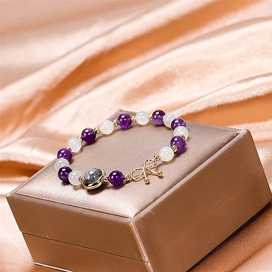 SHEIN Pulsera de amatista de piedra lunar - Quierox - Tienda Online