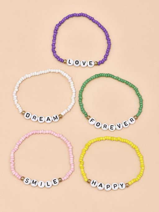 SHEIN Pulsera decorativa con cuentas y letras de 5 piezas - Quierox - Tienda Online