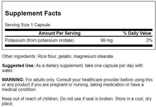 Swanson Potassium Orotate 99 Milligrams 60 Capsules - Quierox - Tienda Online