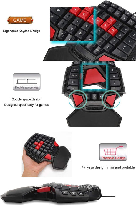 Teclado para juegos con una sola mano Teclado para juegos Teclado para juegos - Quierox - Tienda Online