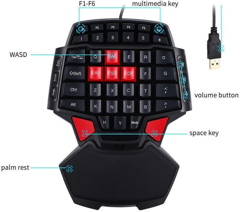 Teclado para juegos con una sola mano Teclado para juegos Teclado para juegos - Quierox - Tienda Online