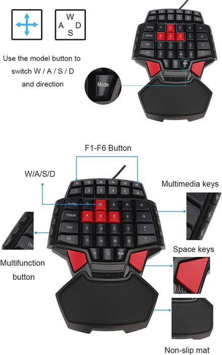 Teclado para juegos con una sola mano Teclado para juegos Teclado para juegos - Quierox - Tienda Online