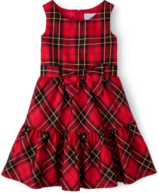 THE CHILDREN PLACE Vestido Escalonado A Cuadros Para Ninas Classicred