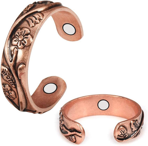 Wollet Anillo de cobre magnético de tamaño ajustable para artritis para mujeres y hombres, anillo de terapia magnética con imanes fuertes, anillo de cobre curativo - Quierox - Tienda Online