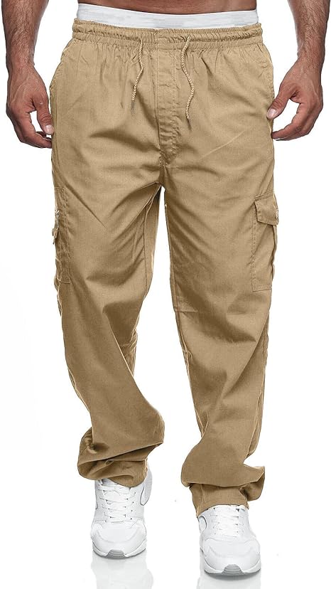 WZIKAI Pantalones cargo para hombre, ajuste relajado, con cordón - Quierox - Tienda Online