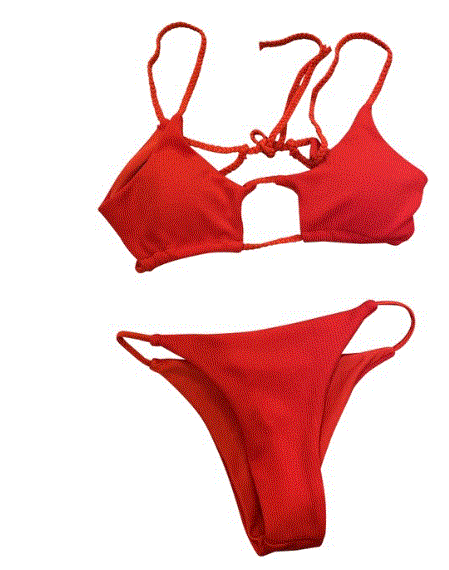 Zaful Red Braid Top Bikini Set - Quierox - Tienda Online